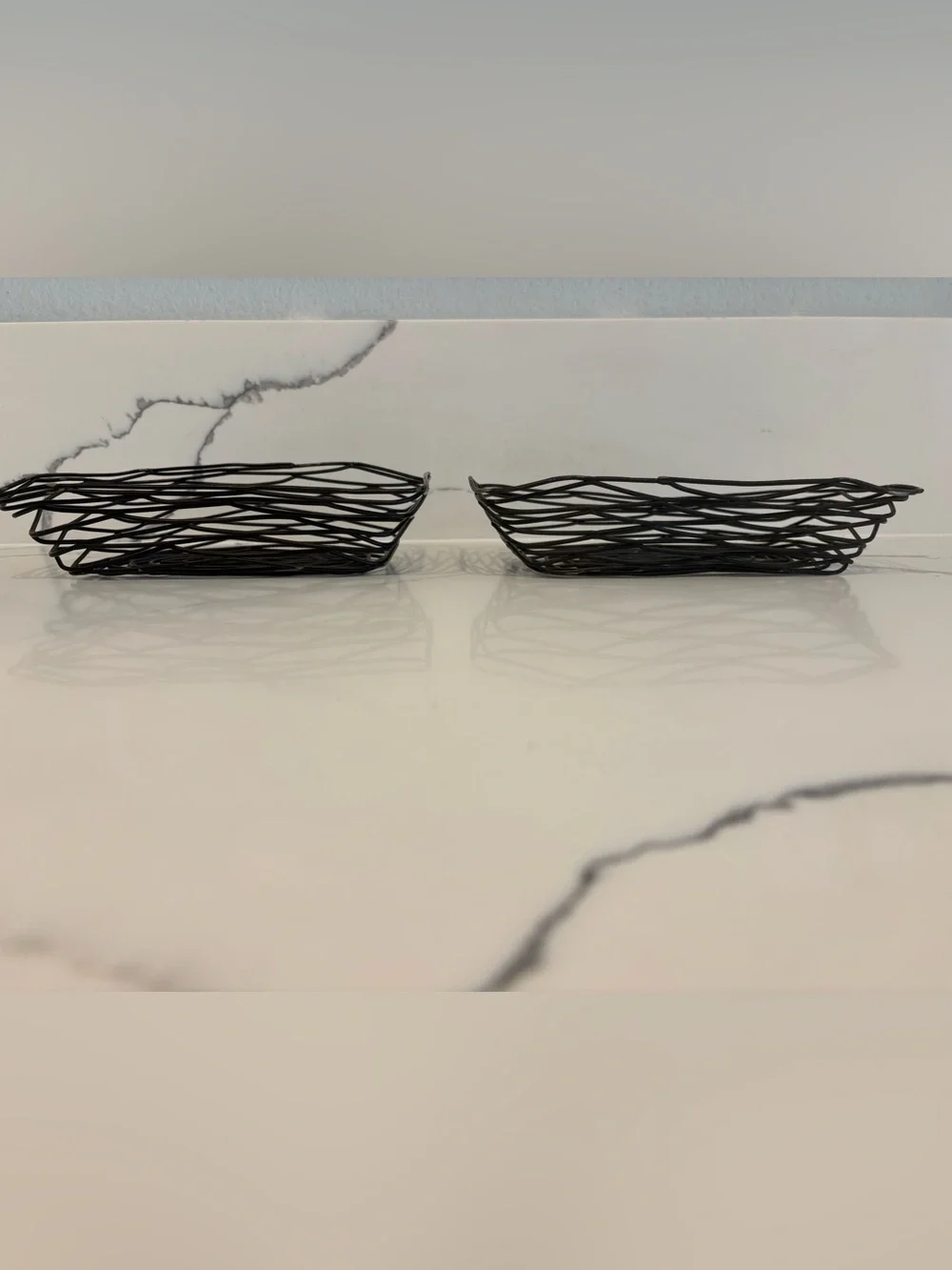 Modern Black Wire Decorative Baskets - Set of 2